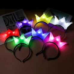 10 stk. Selvlysende Hårbøjle LED Krone Tiara Hårbånd Lys Hårbånd Festgave Cosplay Fødselsdag Bryllup Kostume Halloween Julepynt H