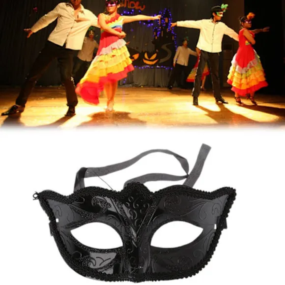 1 stk. Sex Ladies Masquerade Ball Maske Venetiansk Fest Øjenmaske Karneval Fest Dekoration Sort,Halloween, Kostumefester