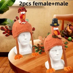 1 stk./2 stk. Thanksgiving 3D kalkunhat dekoration, egnet til mænd og kvinder, plys hat dekoration, egnet til Thanksgiving fester, Thanksg (FMY) 2pcs Female+male | Fyndiq