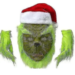 7 stk. The Grinch-kostume Jule Cosplay Voksen Julemandskostume Sæt + Maske A-WELLNGS Kun Maske Maske only{KPO} Mask only L