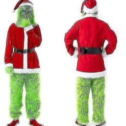 7 stk. The Grinch-kostume Jule Cosplay Voksen Julemandskostume Sæt + Maske A-WELLNGS Kun Maske Maske only{KPO} Mask only L