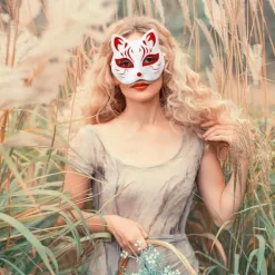 10 stk. Therian Mask Kat Ræv Maske Therian Halloween Maske Therian Kostume til Børn Voksne Tom Maske til Feriefest & Therian-SS1-