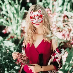 10 stk. Therian Mask Kat Ræv Maske Therian Halloween Maske Therian Kostume til Børn Voksne Tom Maske til Feriefest & Therian-SS1-