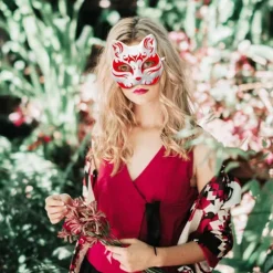 10 stk. Therian Maske Kat Ræv Maske Therian Halloween Maske Therian Kostume til Børn Voksne Tom Maske til Feriefest & Therian[GKS]