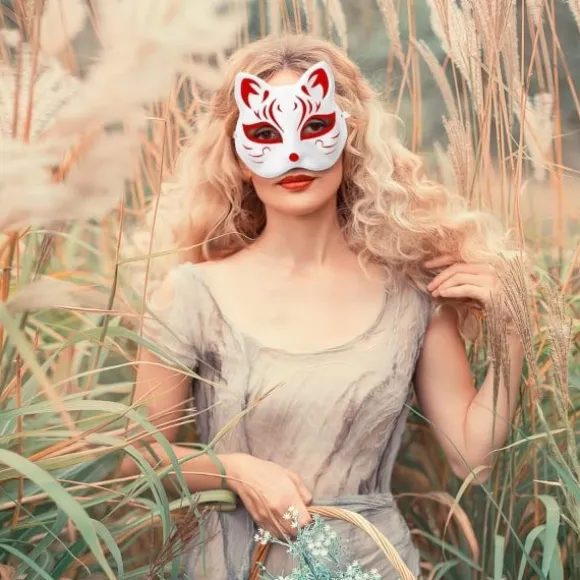 10 stk. Therian maske kat ræv maske Therian Halloween maske Therian kostume til børn voksne tom maske til feriefest & Therian