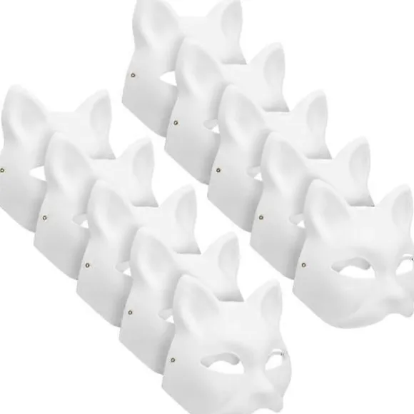 10 stk. Therian Maske Kat Ræv Maske Therian Halloween Maske Therian Kostume til Børn Voksne Blank Maske til Feriefest & Therian