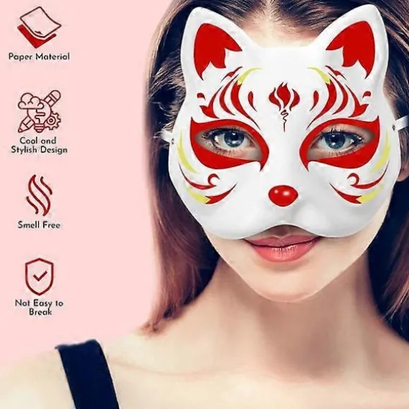 10 stk. Therian Maske Kat Ræv Maske Therian Halloween Maske Therian Kostume til Børn Voksne Blank Maske til Feriefest & Therian
