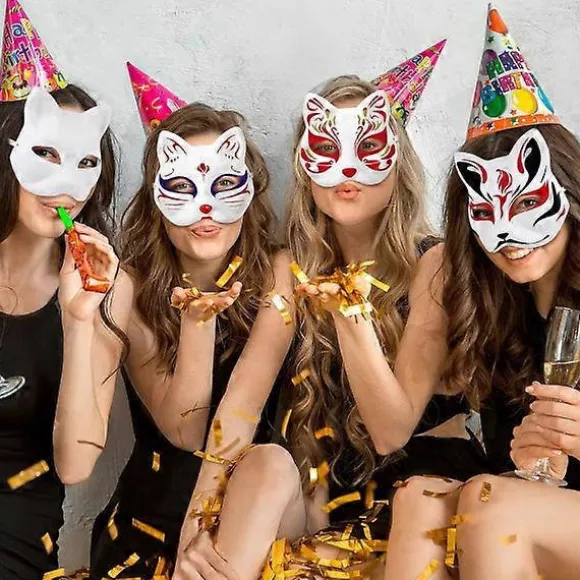 10 stk. Therian Maske Kat Ræv Maske Therian Halloween Maske Therian Kostume til Børn Voksne Blank Maske til Feriefest & Therian