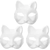 3 stk. Therian masker Hvide kattemasker Blanke DIY Halloween maske Dyr, Kattemaske