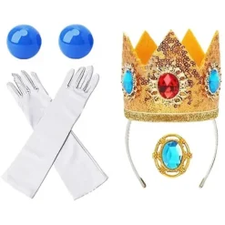 6 stk. til pigefest børne krone prinsesse peach mode handsker udklædning dekoration, cosplay festdekorationer