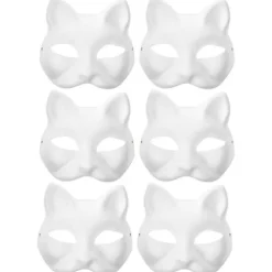 6 stk. tomme katteforme masker performance cosplay cosplay maske umalet kattemasker