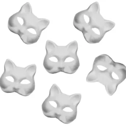 6 stk. Uafsluttede Kat Cosplaymasker Tegneserie Papirmaske Voksen Maskerade Party Favors White 18X16X6CM