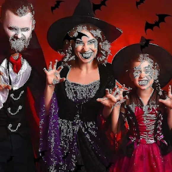 4 Stk. Udtrækkelige Vampyrtænder Sæt Teleskopiske Tænder Vampyrtænder Falske Gebis til Halloweenfest