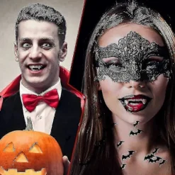 4 Stk. Udtrækkelige Vampyrtænder Sæt Teleskopiske Tænder Vampyrtænder Falske Gebis til Halloweenfest