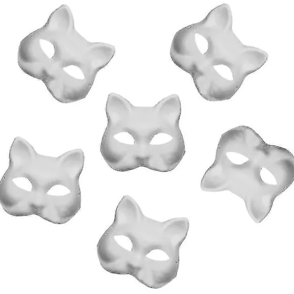 6 stk. Ufærdige Kat Cosplay Masker Tegneserie Papirmaske Voksen Maskerade Festartikler