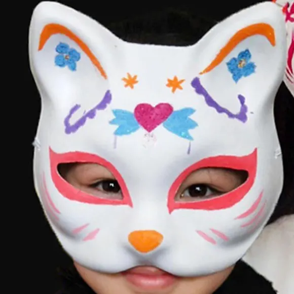 6 stk. Ufærdige Kat Cosplay Masker Tegneserie Papirmaske Voksen Maskerade Festartikler