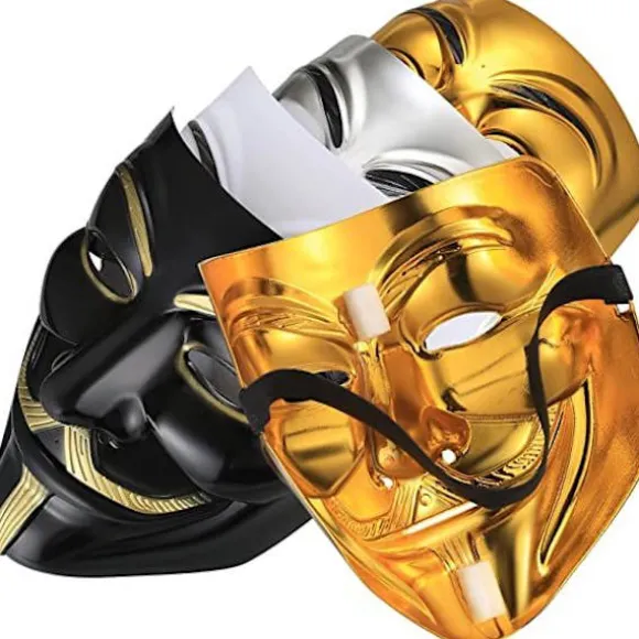 4 stk. V for Vendetta Guy Maske, Halloween Kostume Cosplay Festmaske, Anonym Maske, Karnevals masker Unisex Børn Voksne-4 Farve