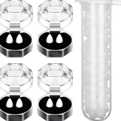 5 stk. Vampyr Fang Kit 4 Størrelser Custom Fangs Vampyr Tænder Falske Gebisser med 1 Tube Tænder Pellets Klæbemiddel til Cosplay Fest Rekv.
