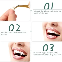 5 stk. Vampyr Fang Kit 4 Størrelser Custom Fangs Vampyr Tænder Falske Gebisser med 1 Tube Tænder Pellets Klæbemiddel til Cosplay Fest Rekv.