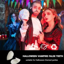 5 stk. Vampyr Fang Kit 4 Størrelser Custom Fangs Vampyr Tænder Falske Gebisser med 1 Tube Tænder Pellets Klæbemiddel til Cosplay Fest Rekv.