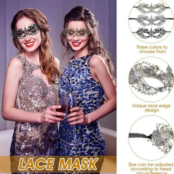 3 stk. Voksen Maskerade Maske Mystisk Sjov Blonde Masker til Par Kvinder Mand Blonde Hovedbeklædning Udklædning til Kostumer
