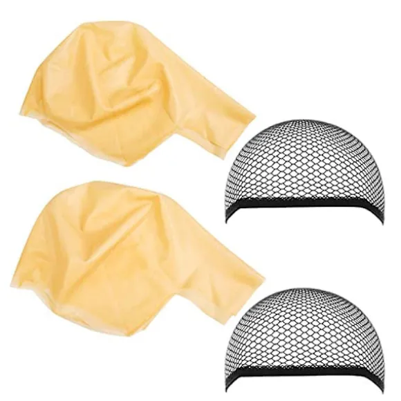 4 stk. voksne teenagere makeup skaldede hætter (2 hætter + 2 hårnet)