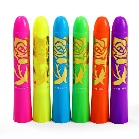 6 stk./sæt Neon Fluorescerende Selvlysende Ansigtsmaling Stifter Vaskbare Makeup Farveblyanter til Voksen Halloween Maskeradefest