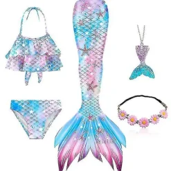 5 stk./sæt Piger Havfruehale Badedragt Børn Havfrue Ariel Cosplay Kostume Fantasy Strand Bikini Sæt 4 Sæt 4 Set 4 130