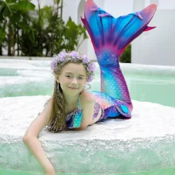 5 stk./sæt Piger Havfruehale Badedragt Børn Havfrue Ariel Cosplay Kostume Fantasy Strand Bikini Sæt 4 Sæt 4 Set 4 130