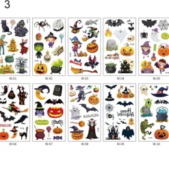 10 stk./sæt PVC Tatoveringsmærke Iøjnefaldende Horror Visuel Effekt DIY Falsk Kropstatovering til Fest 3