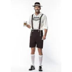 3 stk./sæt Voksen Mands Oktoberfest Kostume Tysk Bayerisk Oktoberfest Festival Øl Lederhosen Tøj L