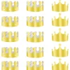 36 Stykker Gyldne Kongekroner Guldfolie Papir Festkrone Hat Hætte til Fødselsdagsfest Baby Shower Fotorekvisitter (Guld)