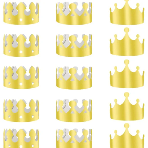 36 Stykker Gyldne Kongekroner Guldfolie Papir Festkrone Hat Hætte til Fødselsdagsfest Baby Shower Fotorekvisitter (Guld)