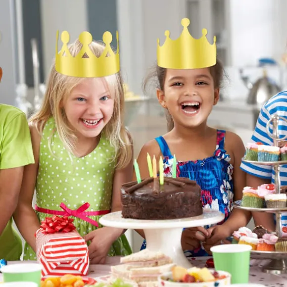 36 Stykker Gyldne Kongekroner Guldfolie Papir Festkrone Hat Hætte til Fødselsdagsfest Baby Shower Fotorekvisitter (Guld)