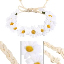 3 stykker hippie kostume sæt med regnbue fredstegn halskæde, blomster krone pandebånd & hippie solbriller, 60'er 70'er dressing tilbehør