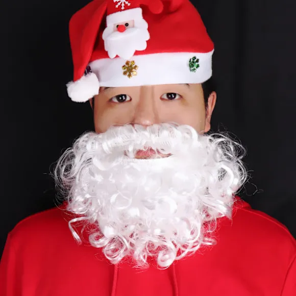 2 stykker juleskæg Falske hvide skæg Julemandsskæg Julefesttilbehør Skægtilbehør