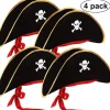 4 stykker pirathat Klassisk tryk Piratkaptajnkasket til Halloween Masquerade Party Cosplay Hat Rekvisitter