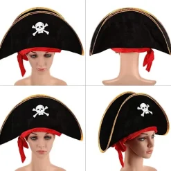 4 stykker pirathat Klassisk tryk Piratkaptajnkasket til Halloween Masquerade Party Cosplay Hat Rekvisitter