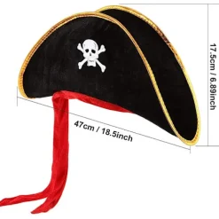 4 stykker pirathat Klassisk tryk Piratkaptajnkasket til Halloween Masquerade Party Cosplay Hat Rekvisitter