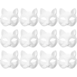 12 Tomme Masker Kattemasker Kostume Cosplay Maske Børnehave Lav din egen umalede kattemaske