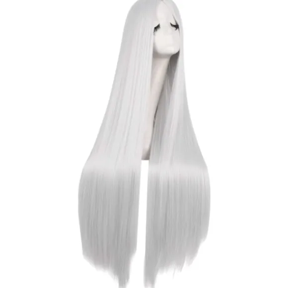 40 tommer/100 cm Moderigtig Lige Naturlig Lang Anime Kostume Paryk (White)