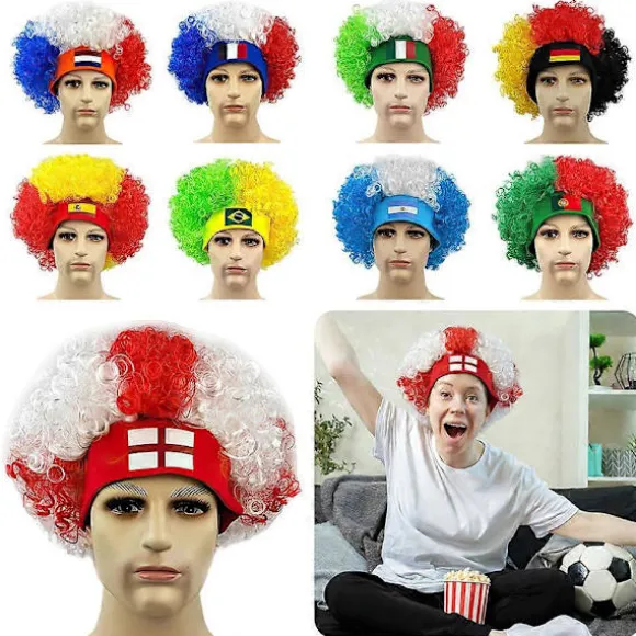 2026 VM Fan Paryk, Nationalholdsflag Klovneparyk, Fodboldfest Paryk til Fans Sportsmatch Festival Kostume Rekvisitter France
