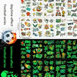 2026 VM Glød i Mørke Fodbold Midlertidige Tatoveringer Sæt, Vandtætte Lysende Fodbold Ansigt Klistermærker til Kampdag & Fester Glow-in-the-dark soccer A | Fyndiq