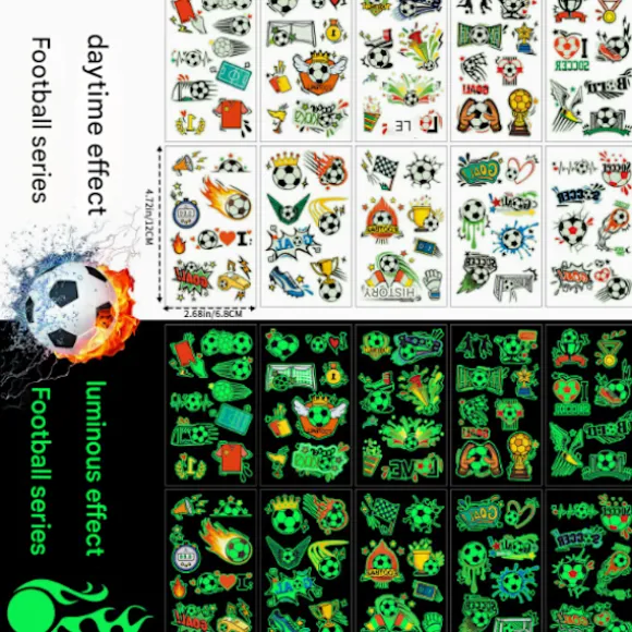 2026 VM Glød i Mørke Fodbold Midlertidige Tatoveringer Sæt, Vandtætte Lysende Fodbold Ansigt Klistermærker til Kampdag & Fester Glow-in-the-dark soccer A | Fyndiq