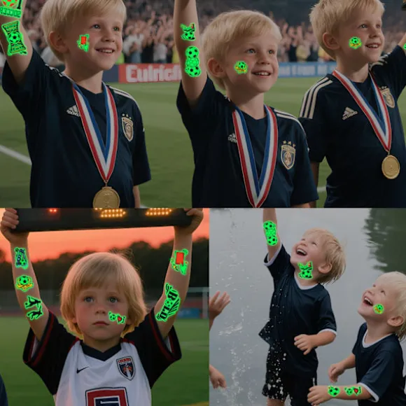 2026 VM Glød i Mørke Fodbold Midlertidige Tatoveringer Sæt, Vandtætte Lysende Fodbold Ansigt Klistermærker til Kampdag & Fester Glow-in-the-dark soccer A | Fyndiq