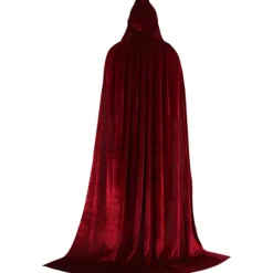 1 Voksen Hoved Kappe, Cosplay Kostume Fløjl Robe, Kappe Hexe Troldmand Kappe Rød Red Large(120-140cm)