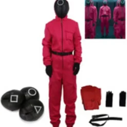 2025 Voksne børn Unisex Squid Game 2 Kostume Cosplay Jumpsuit + Squid Game Maske Halloween Outfit Gaver Fest 7-9years triangle