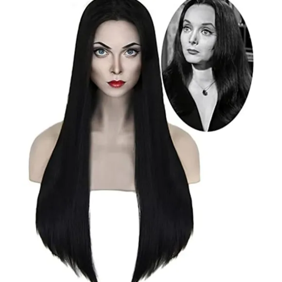Adams Mamma Cosplay Paryk Dame Lang Sort Lige Paryk Halloween