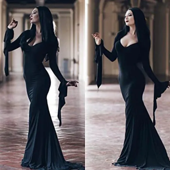 Adams Mamma Cosplay Paryk Dame Lang Sort Lige Paryk Halloween