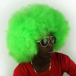 Afro Krøllet Paryk Joker Cover GUL yellow